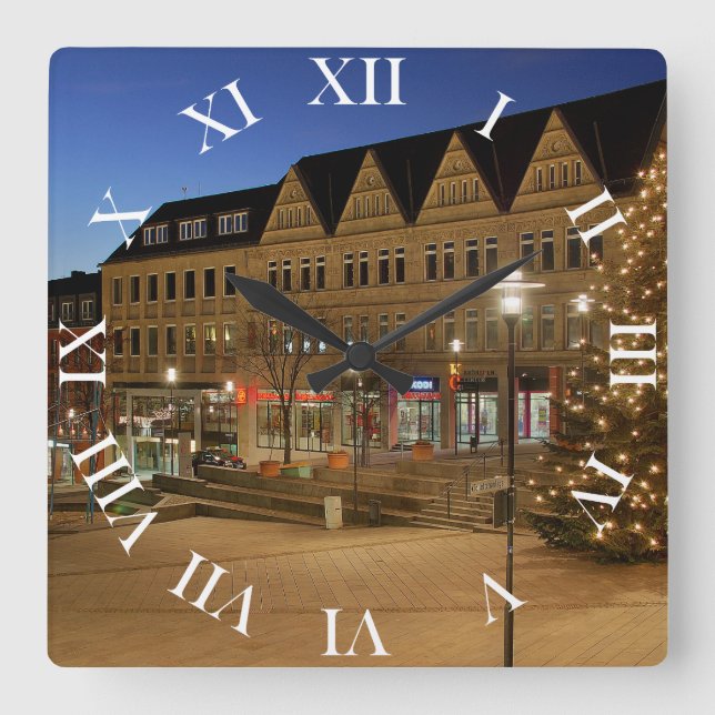 Relógio Quadrado Wanduhr país de vencedor, cidade vitórias praças (Frente)