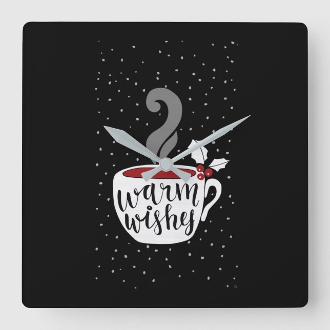 RELÓGIO QUADRADO **WARM CHRISTMAS HOLIDAY WISHES** CLOCK (Frente)