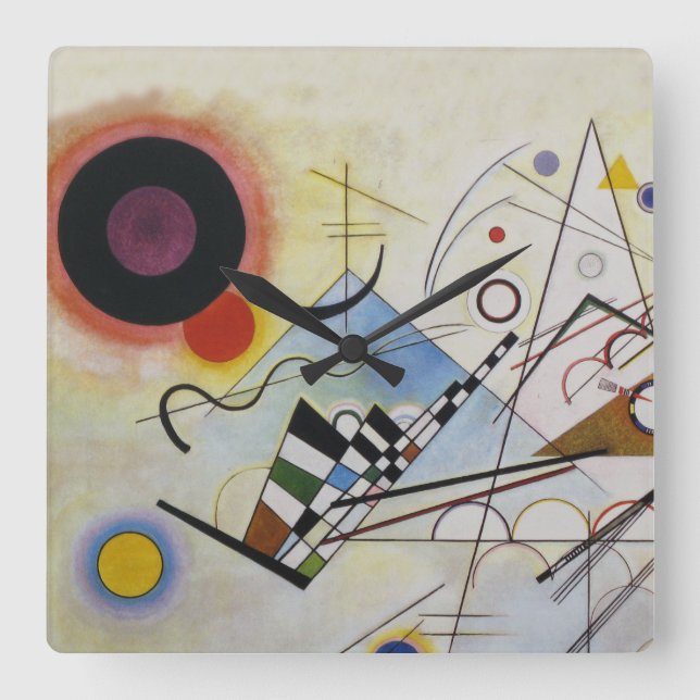 Relógio Quadrado Wassily Kandinsky - Composição 8 - Arte Funcional (Frente)