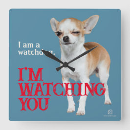 Relógio Quadrado Watchdog Chihuahua - Personalizável