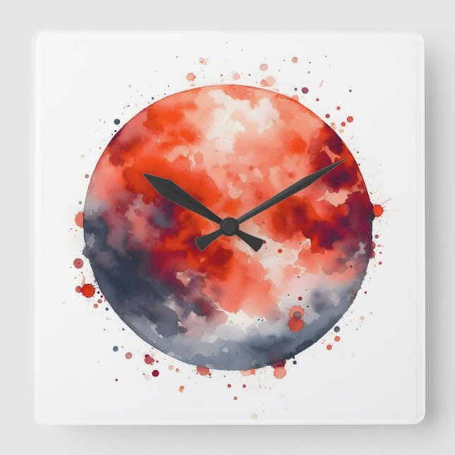 Relógio Quadrado watercolor circle (Frente)