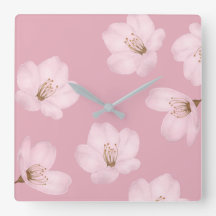 Watercolor Maury Cherry Blossom Wall Clock