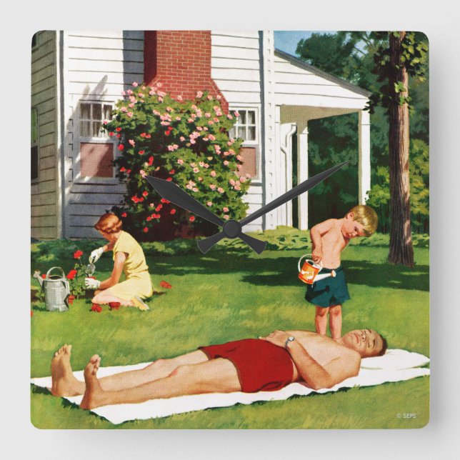 Relógio Quadrado Watering Father (Frente)