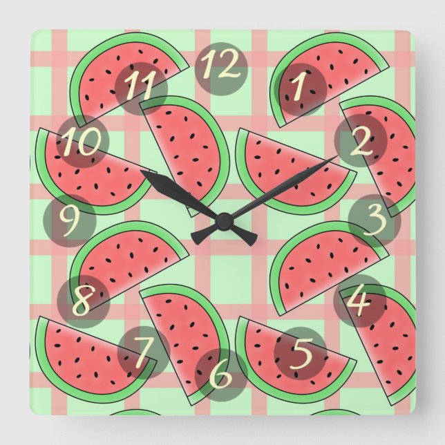 Relógio Quadrado Watermelons Square Wall Clock (Frente)