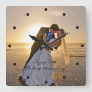 Relógio Quadrado Wedding Anniversary Photo Custom