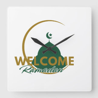 Relógio Quadrado Welcome Ramadan Wall Clock – Islamic Mosque Cresce
