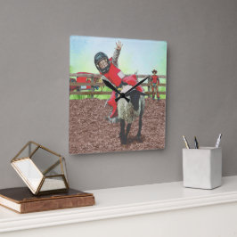 Relógio Quadrado Western Rodeo Cowboy Cowboy Mutton Busting