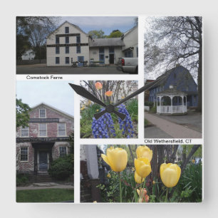 Relógio Quadrado Wethersfield velho CT - pulso de disparo de parede