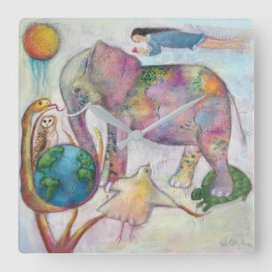 Relógio Quadrado Whimsic Animal Art