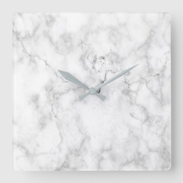 Relógio Quadrado White and gray faux marble texture (Frente)