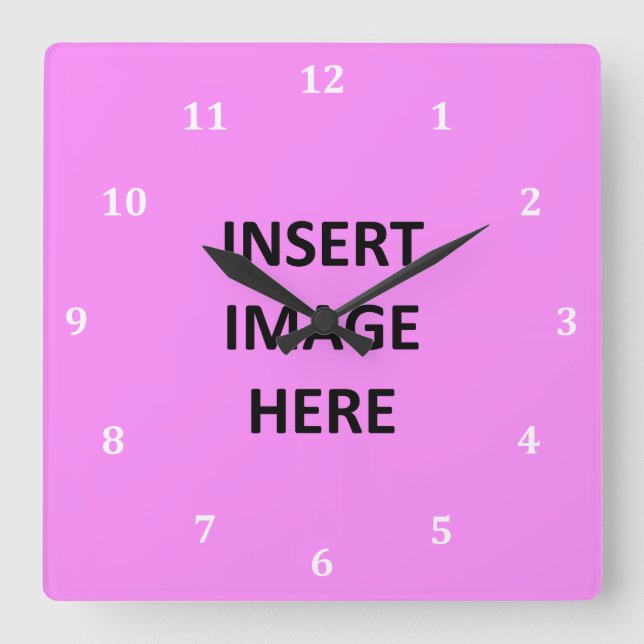 Relógio Quadrado White Clock Numbers Custom Template Make Your Own (Frente)