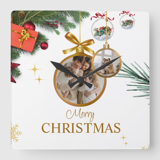 Relógio Quadrado White Modern Felry Natal 10,75" - acrílico (Frente)