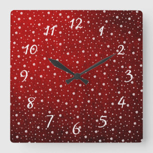 Relógio Quadrado white shamrock in red vintage background square wa