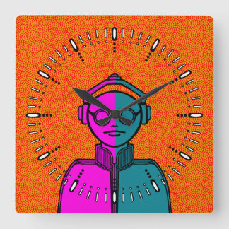 Relógio Quadrado White silhuette on black Desk Mat Square Wall Cloc