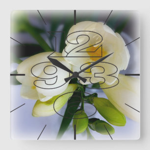 Relógio Quadrado white yellow freesia