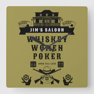 Relógio Quadrado Wild West Americana Poker