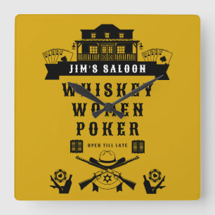 Relógio Quadrado Wild West Americana Poker