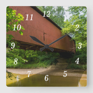 Relógio Quadrado Wilkens Mill Covered Bridge Wall Clock