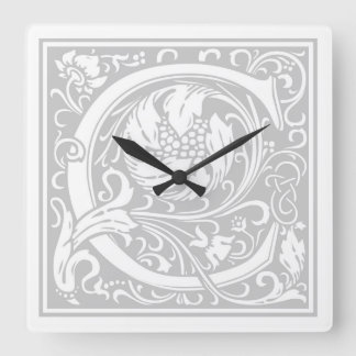 Relógio Quadrado William Morris Alphabet "C" Square Wall Clock