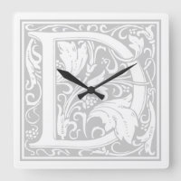 William Morris Alphabet "D" Square Wall Clock