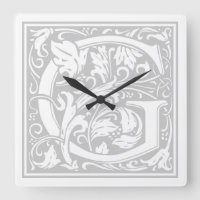 William Morris Alphabet "G" Square Wall Clock