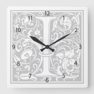 Relógio Quadrado William Morris Alphabet "I" Square Wall Clock
