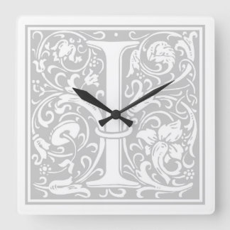 Relógio Quadrado William Morris Alphabet "I" Square Wall Clock