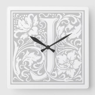 Relógio Quadrado William Morris Alphabet "J" Square Wall Clock