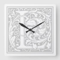 William Morris Alphabet "L" Square Wall Clock