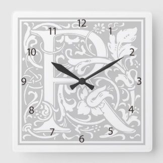 Relógio Quadrado William Morris Alphabet "R" Square Wall Clock