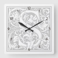 William Morris Alphabet "S" Square Wall Clock