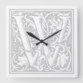 Relógio Quadrado William Morris Alphabet "W" Square Wall Clock