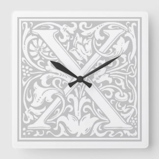 Relógio Quadrado William Morris Alphabet "X" Square Wall Clock