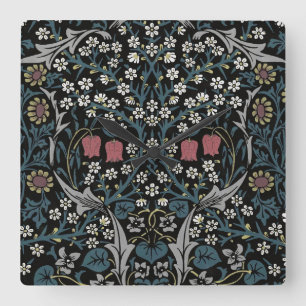 Relógio Quadrado William Morris Blackthorn Floral Art Nouveau