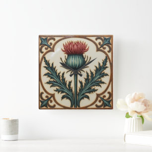 Relógio Quadrado William Morris Espinho-florido escocês floral vint