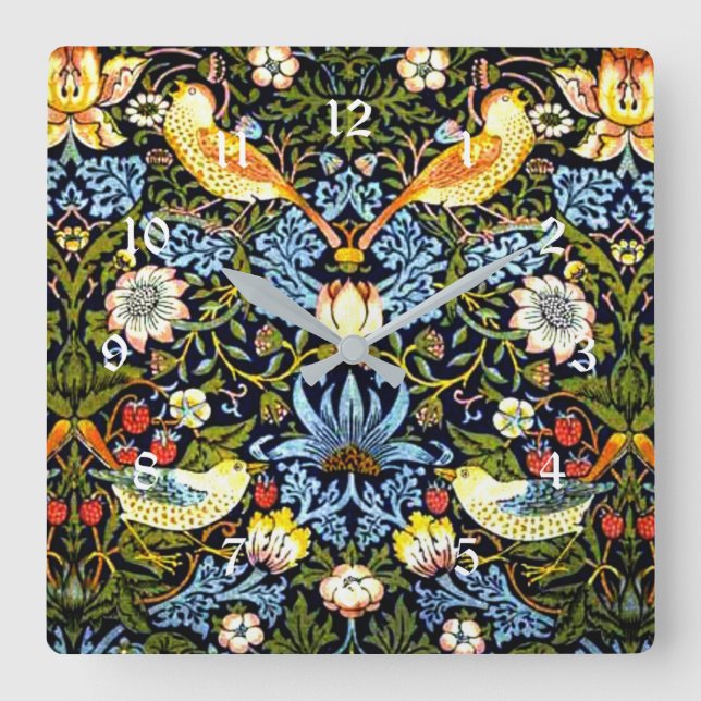 Relógio Quadrado William Morris, Morango Thief (Frente)