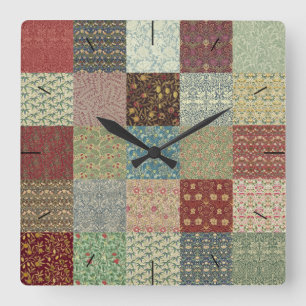 Relógio Quadrado William Morris Patchwork Quilt Timepiece