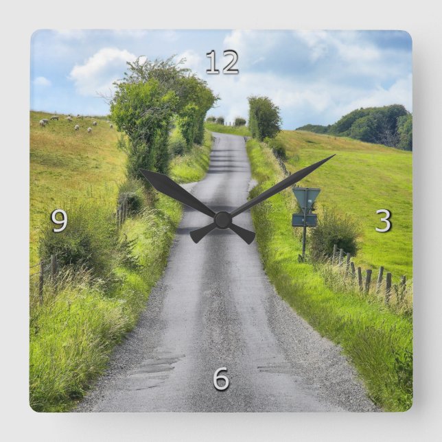 Relógio Quadrado Wiltshire Country Lane (Frente)