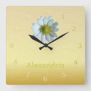Relógio Quadrado Windflower delicado elegante à moda do branco de