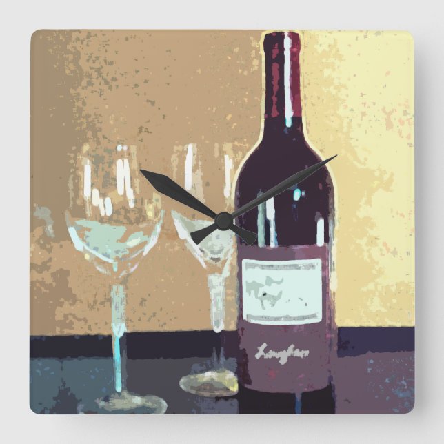 Relógio Quadrado Wine time (Frente)