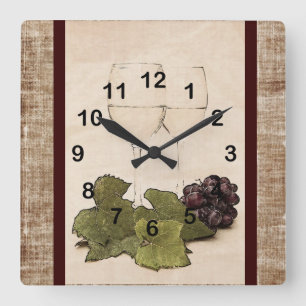 Relógio Quadrado wineglasses elegantes com pulso de disparo da uva