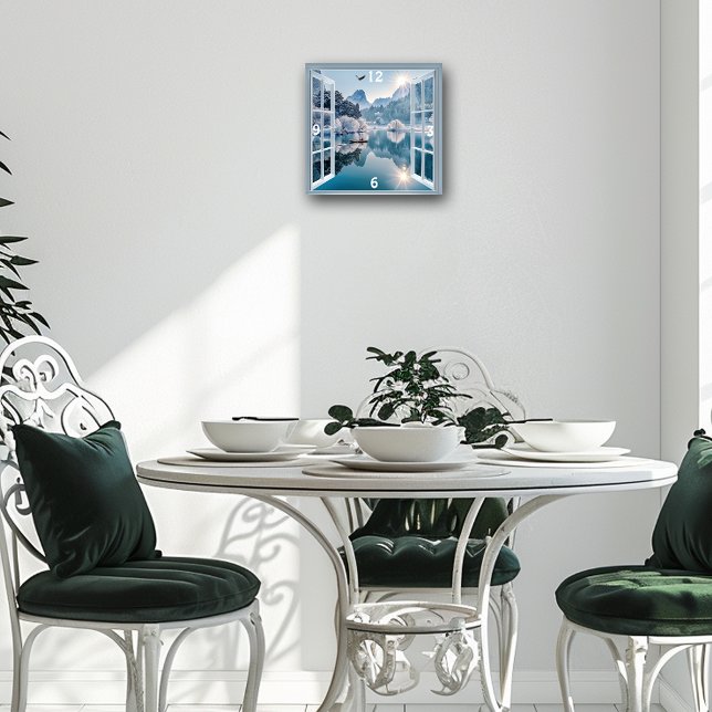 Relógio Quadrado Winter Lake Eagle Pescador Montanhas Snowy (Criador carregado)