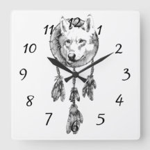 Wolf Dreamcatcher Acryall Wall Clock
