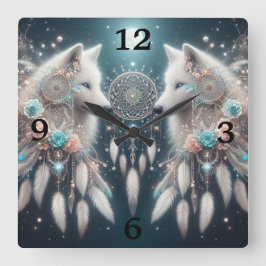 Relógio Quadrado Wolf e Dreamcatchers do Estilo Boêmico