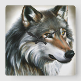 Relógio Quadrado Wolf Painting