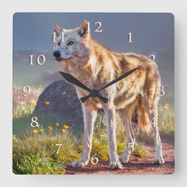RELÓGIO QUADRADO WOLF SPRINGTIME MOUNTAIN MEADOWS (Frente)
