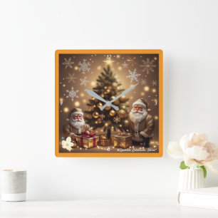 Relógio Quadrado "Wonderland Floco de Neve de inverno"