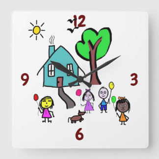 Relógio Quadrado World Kids Clock