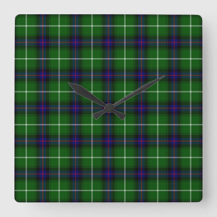 Relógio Quadrado Xadrez azul verde MacDonald tartan