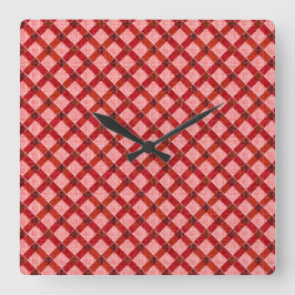 Relógio Quadrado Xadrez de tartã rosa com alivio bruto claro